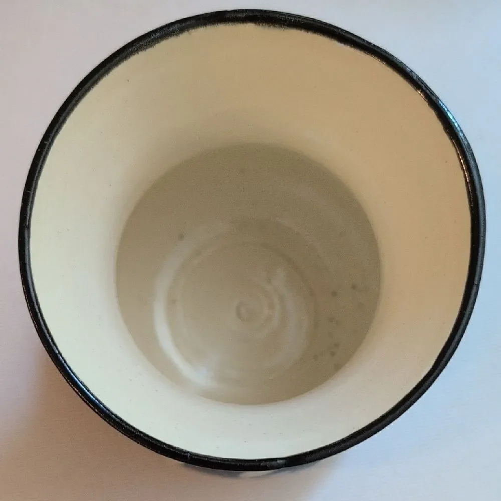 JH Pottery Handcrafted Black and Ivory Dragonfly Vase